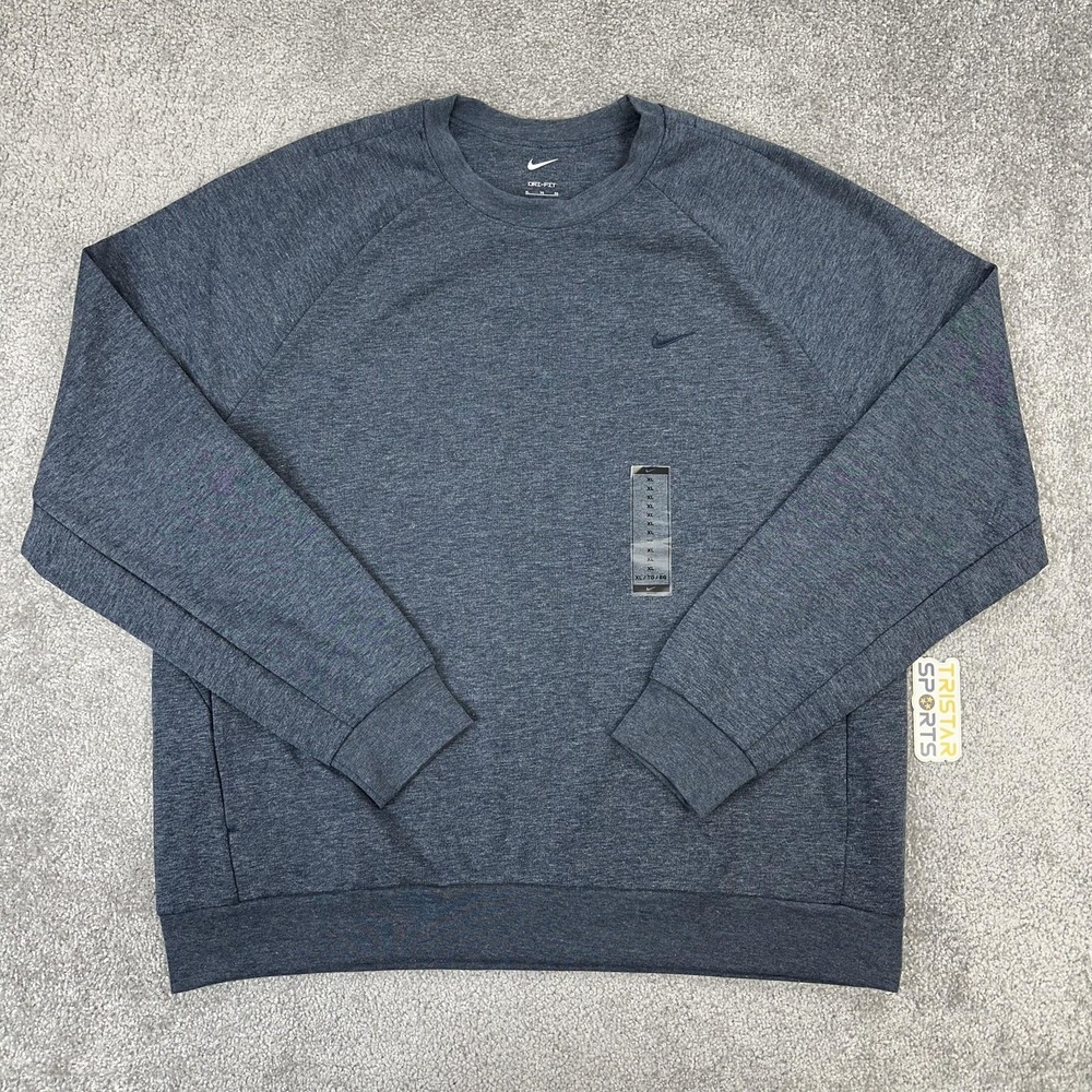 Nike Dri-FIT Sweatshirt Mens XL Blue Training Pullover Crew UPF 40+ FZ0971-473